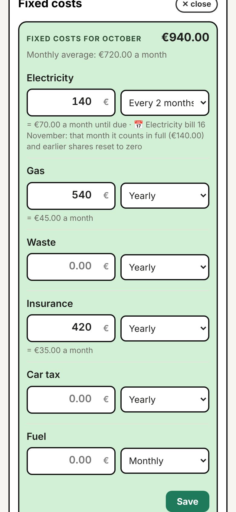 Fixed costs
